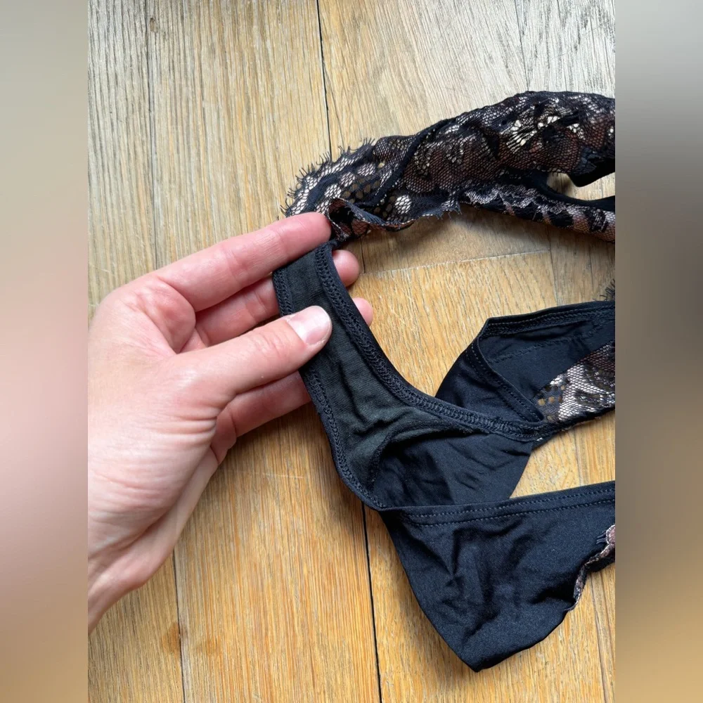 Agent Provocateur Aston Black & Pink Lace Brief & Thong Set Medium Size 2